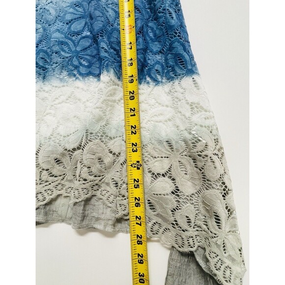 Elsie & Zoey Grey‎ Blue Lace Flared Beach Tank Top Shirt Womens Small Medium NEW - Picture 9 of 11